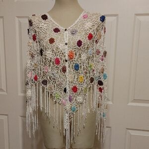 🦚Every Man Jack Crochet Poncho with Fringe